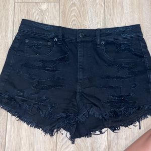 black denim american eagle stretch festival shorts